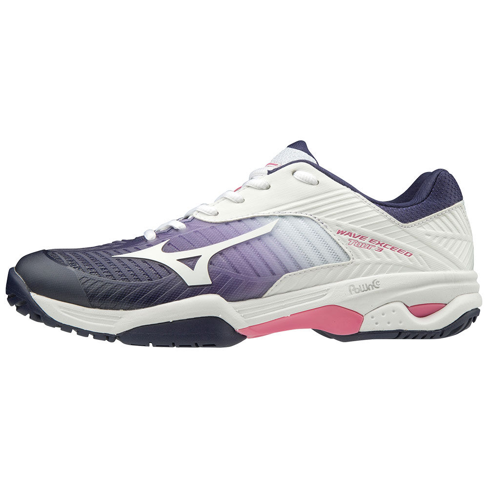 Tenis Netshoes Mizuno Wave Exceed Tour 3 AC - Mulher - Branco/Roxo/Rosa - XQDIT2147